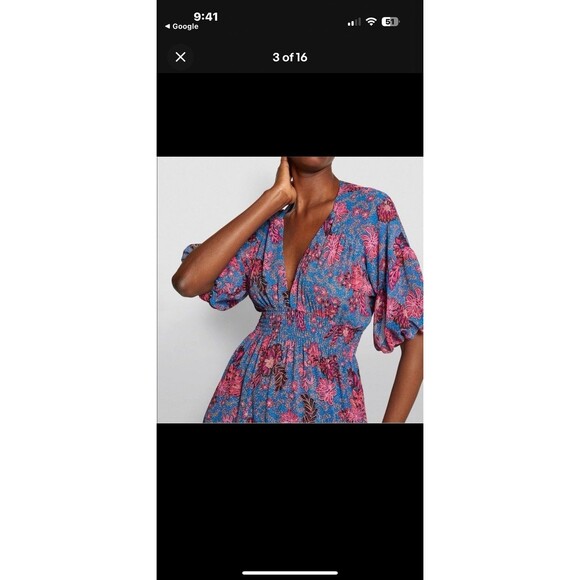 MISA Los Angeles Pippa Floral Tiered Maxi Dress Open Back Night Blooms M $375 - Picture 5 of 10